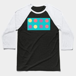Multi-color retro modern teal, mint, cherry and lemon circular print Baseball T-Shirt
